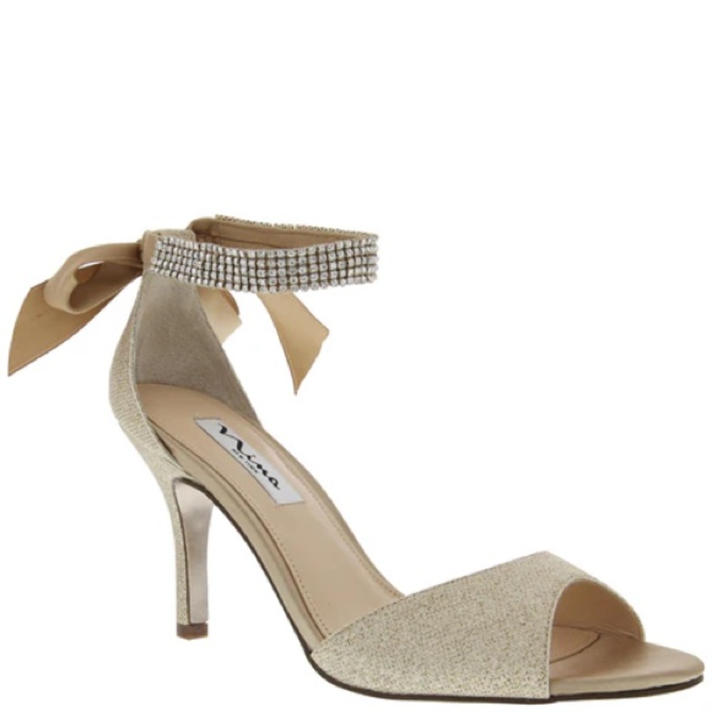 Nina Vinnie Champagne Bliss Cream Stiletto Heels with Bow Accent